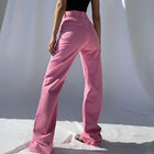 Pink Ripped High Waist Straight Wide Leg Jeans Women
